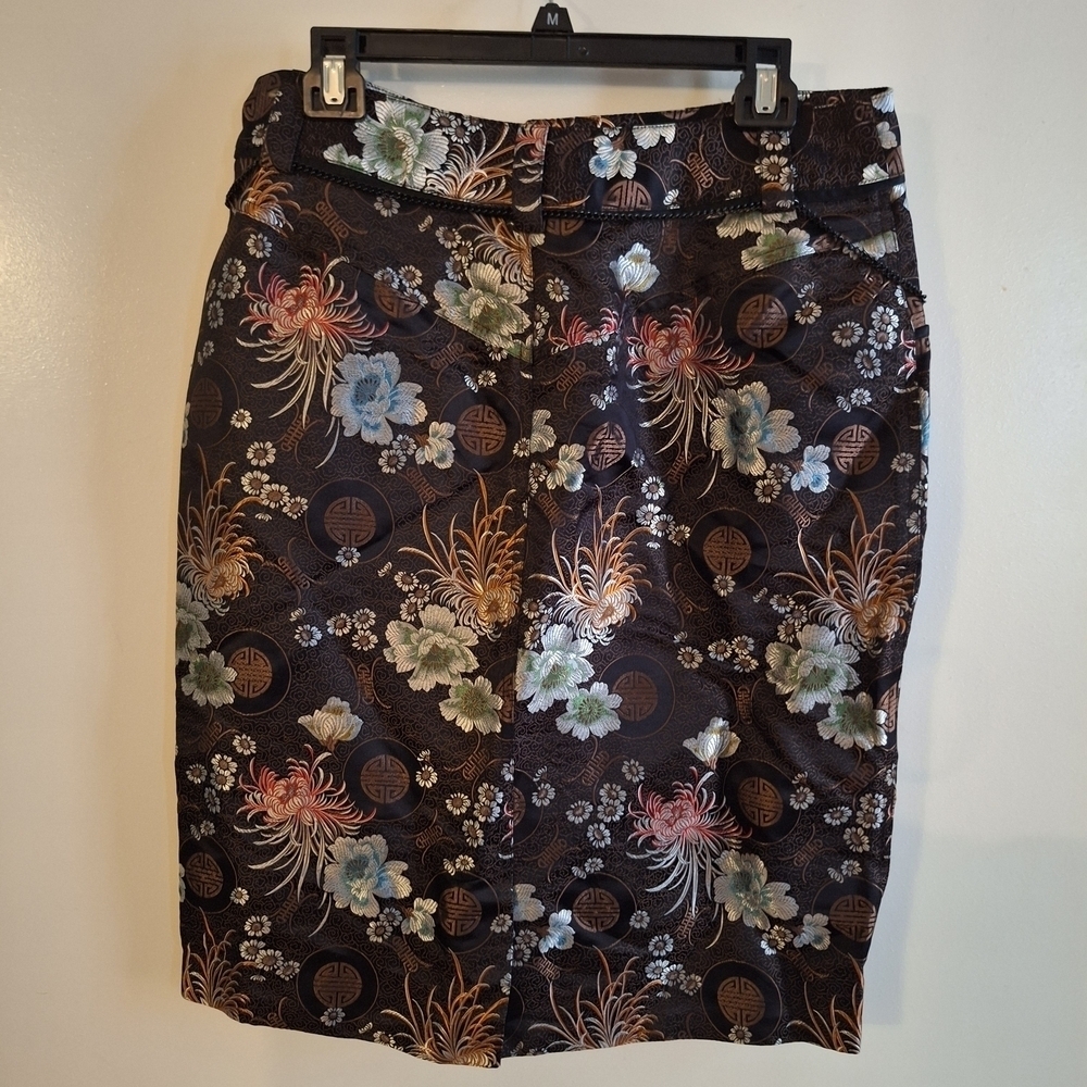 NWOT Mary Lucille Elegant Vintage Embroided Silk Rayon Black Pencil Skirt - Picture 8 of 8
